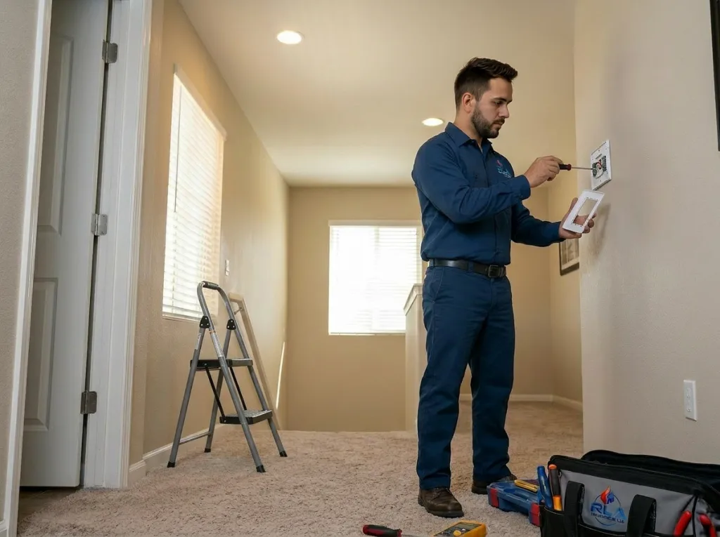 Smart thermostat installation by RLA Mechanical for improved home energy efficiency in FL